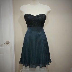 Strapless Empire Waist Plated Chiffon Dress